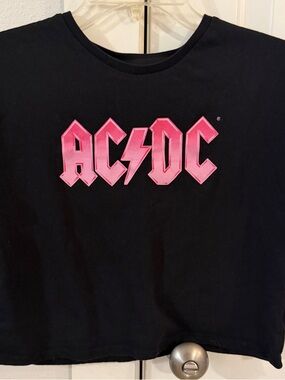 wonder nation Black Tee with Pink AC/DC Logo